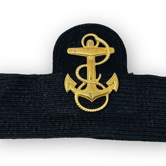 U.S. Navy Mounted Cap Band Midshipman Stretch Band Gold Rope Anchor Pin - Picture 1 of 8